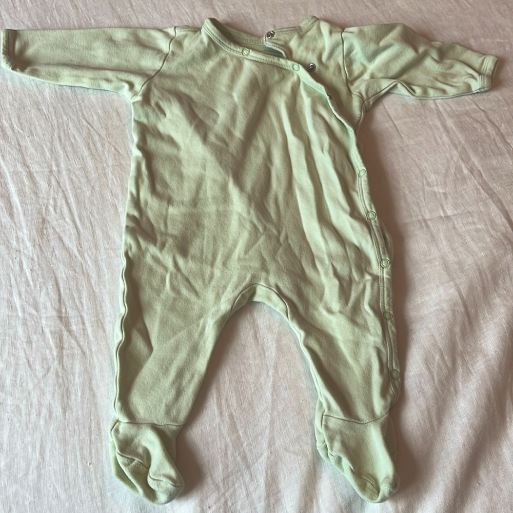 Under the Nile organic cotton footie pajamas 3-6 months pale mint green
